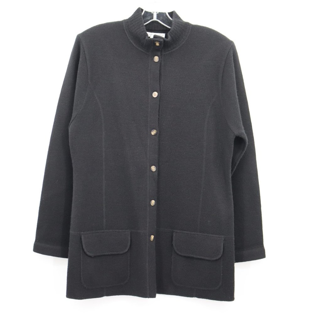 Mark, Fore & Strike Long Cardigan Black Knit Mock Neck Wool & Acrylic Women's S